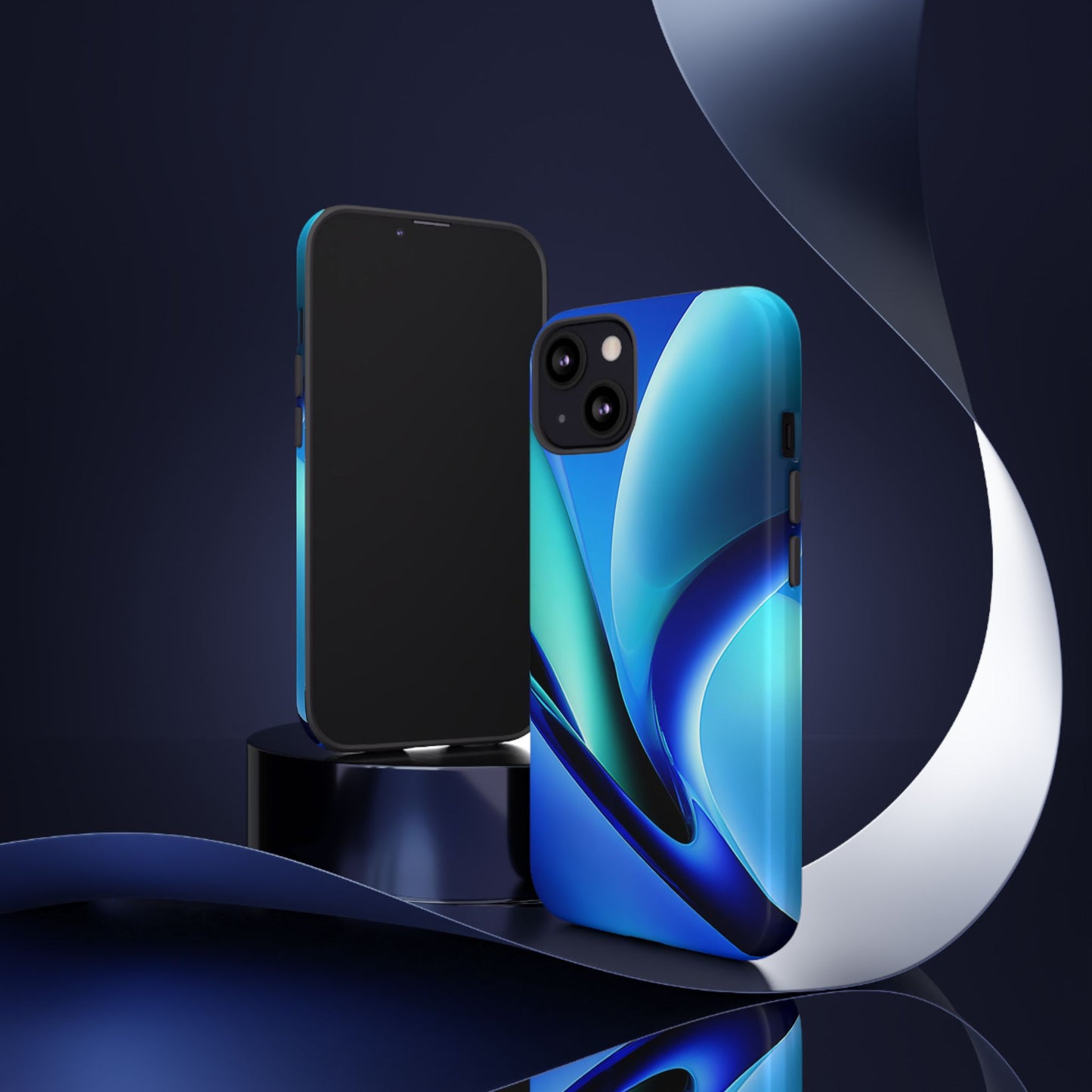 Abstract Blue/Turquoise Tough Phone Case – Compatible with iPhone & Samsung