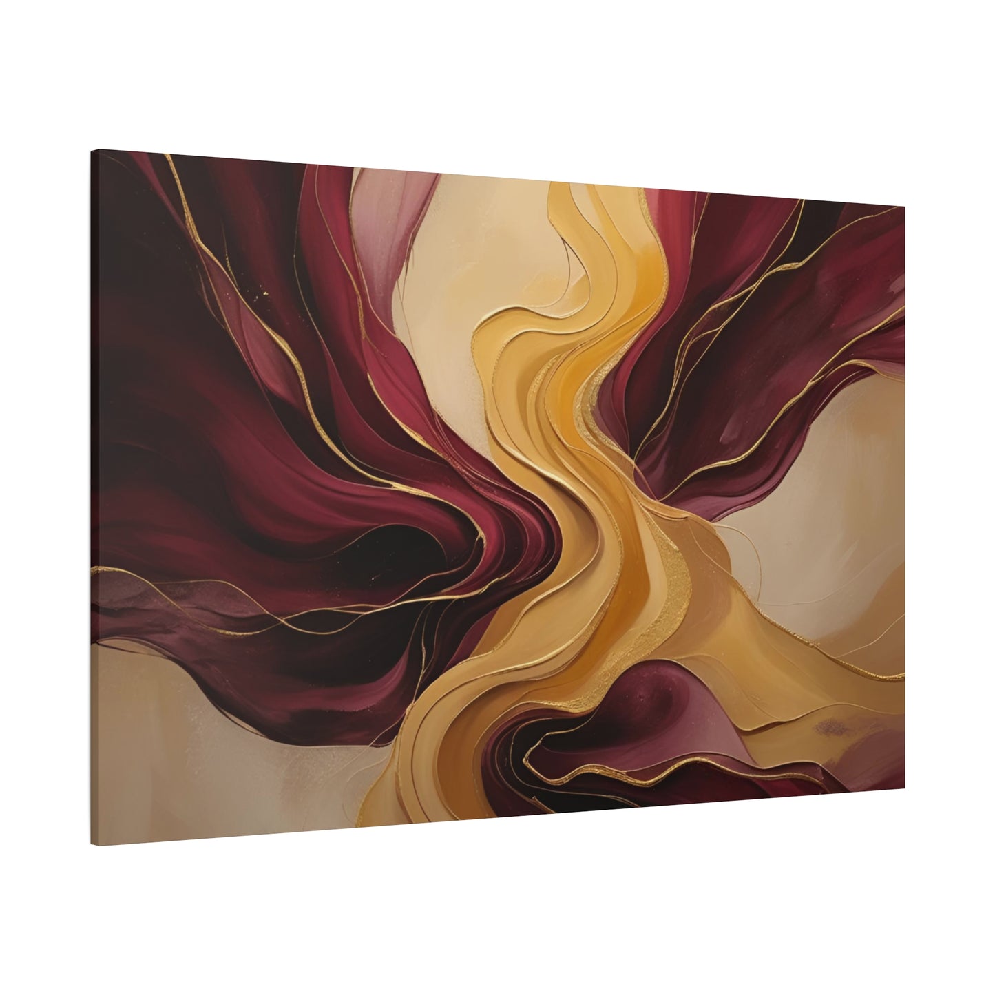 Burgundy Gold Abstract Canvas Wall Art