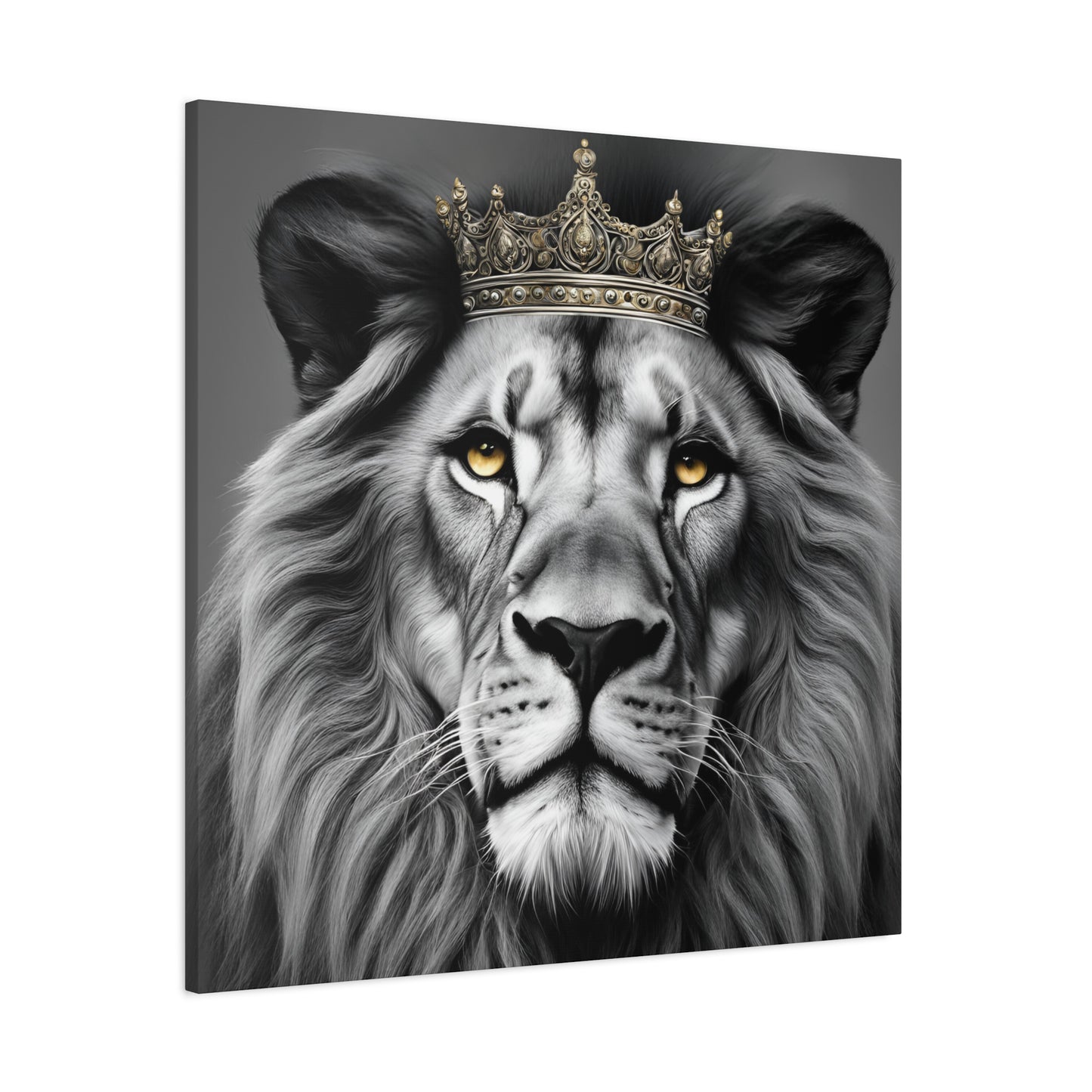 Majestic Lion - King of the Jungle Monochrome Canvas Wall Art
