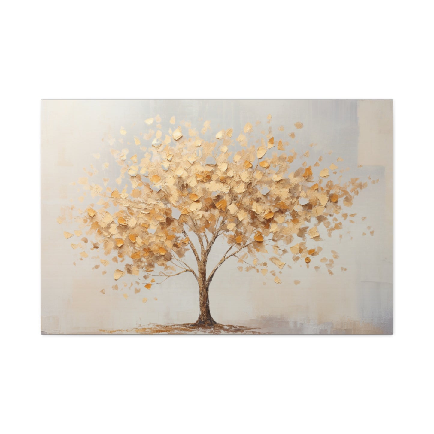Golden Leaf Tree Canvas Wall Art