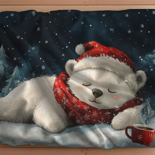 Snowy White Bear - Velveteen Microfiber Blanket