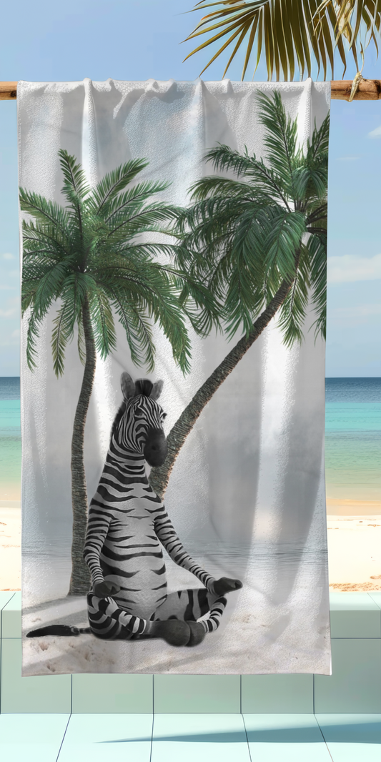 Cute Zebra at Beach - Beach Towel