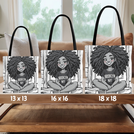 Brooklyn Style Afro Black Girl Tote Bag