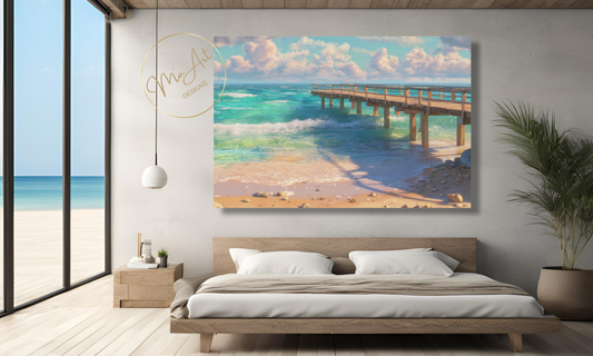 Sunny Day at the Pier Canvas Wall Art