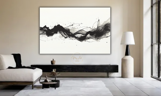 Abstract Black & White Minimalist Canvas Art