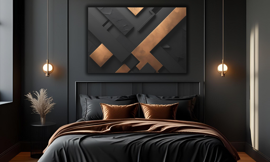 Abstract Black and Bronze Canvas Wall Art