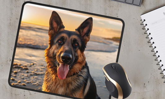 German Shepherd on the Beach - Mouse Pad