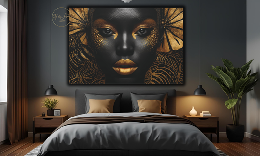 Black & Gold Afrocentric Wall Art / Canvas Print
