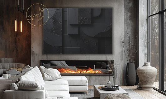 Abstract Black Geometric Canvas Wall Art