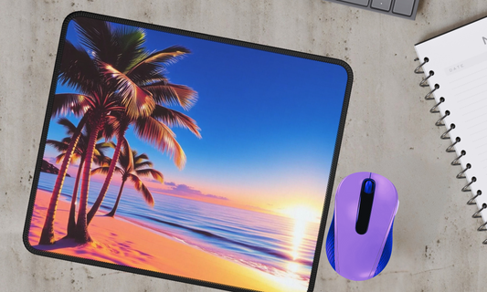 Palm Trees with Tropical Sunset - Mouse Pad
