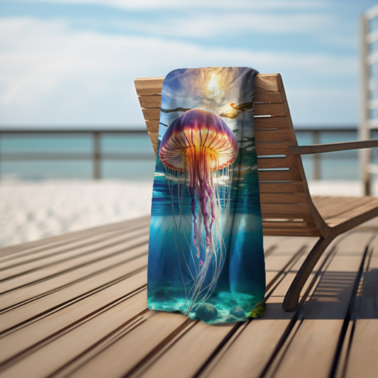 Tropical Waves and Jellyfish Dreams - Beach Towel