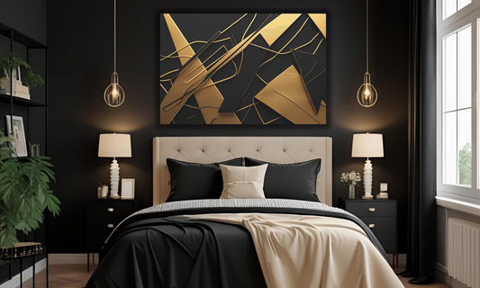 Black and Gold Abstract Canvas Wall Art