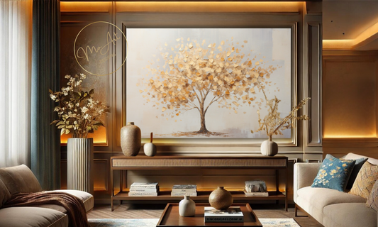 Golden Leaf Tree Canvas Wall Art