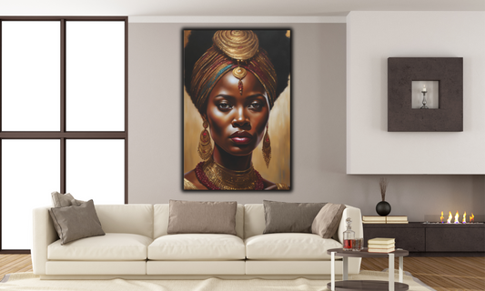 Radiant Elegance of an African Queen - Canvas Wall Art