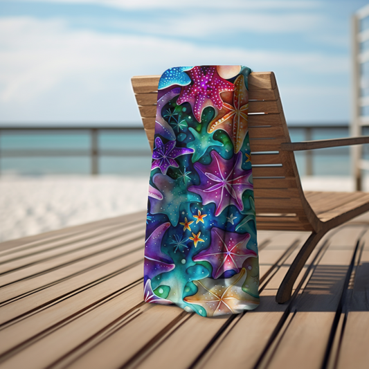 Colorful Starfish - Luxurious Beach Towel