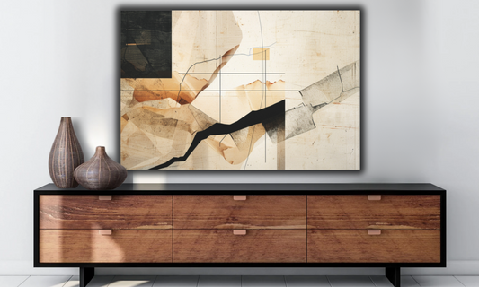 Black, Beige and Tan Modern Contemporary Abstract Canvas Wall Art