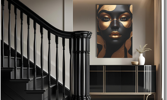 Abstract Woman in Black and Gold - Canvas Wall Art