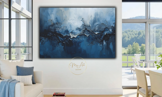 Abstract Blue & Grey Canvas Wall Art