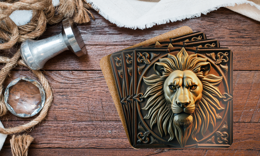 Leo Zodiac Design Corkwood Coaster Set