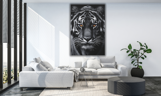 Majestic Bengal Tiger in Monochrome - Canvas Wall Art