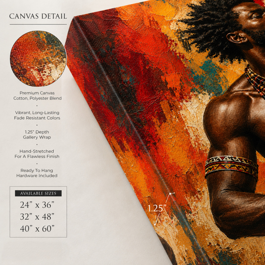 African Man Wall Art – Tribal Drummer Canvas Print | Afrocentric Abstract Drum Art