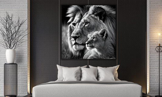 Majestic Lion and Cub Canvas Art