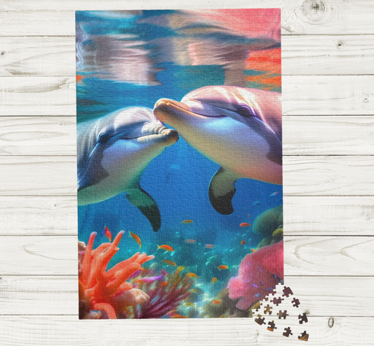 Playful Whispers: The Joy of Dolphin Love Jigsaw Puzzle