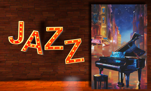 Midnight Serenade: Jazz Echoes in the Urban Sky - Canvas Art