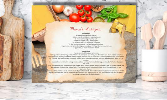 Mama's Lasagna Recipe - Tempered Glass Cutting Board