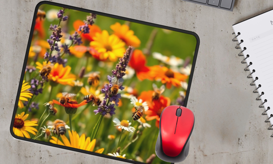 Scenic Bees & Flowers - Mouse Pad