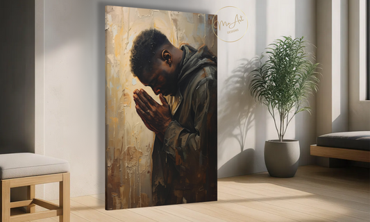 Black Man Praying - Canvas Wall Art