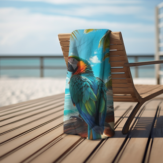 Vibrant Blue Parrot Paradise - Beach Towel