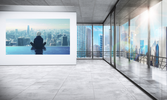 City Dreams: Serene Escape by the Infinity Pool Satin Poster