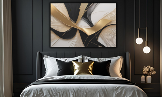 Elegant Black and Gold Abstract Canvas Wall Art