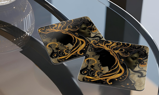 Gemini Zodiac Design Corkwood Coaster Set