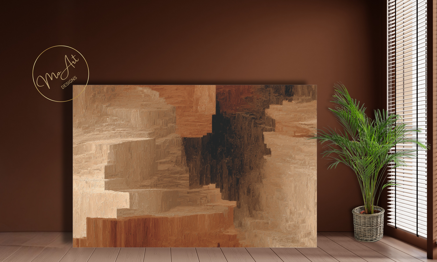 Modern Brown and Beige Abstract Canvas Wall Art