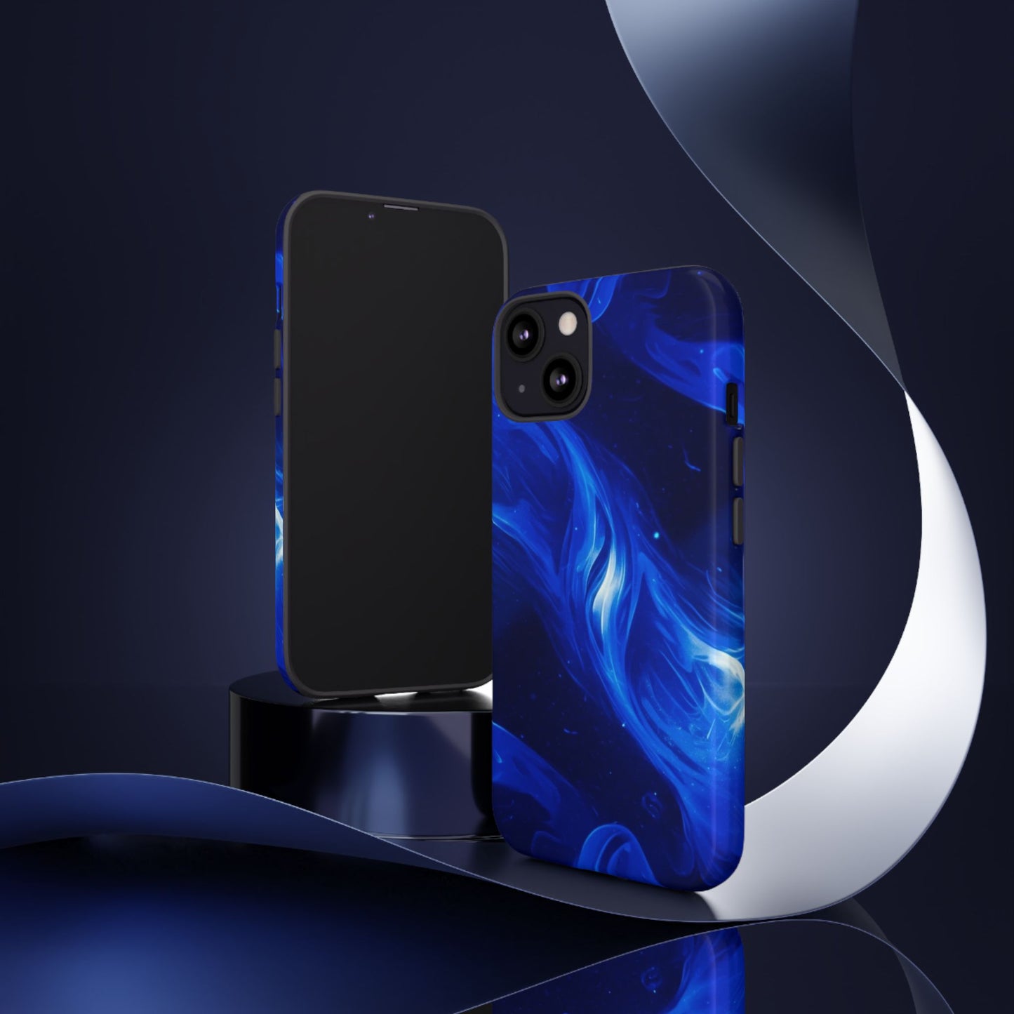 Deep Blue Swirl Design - Tough Phone Case - iPhone or Samsung Phones