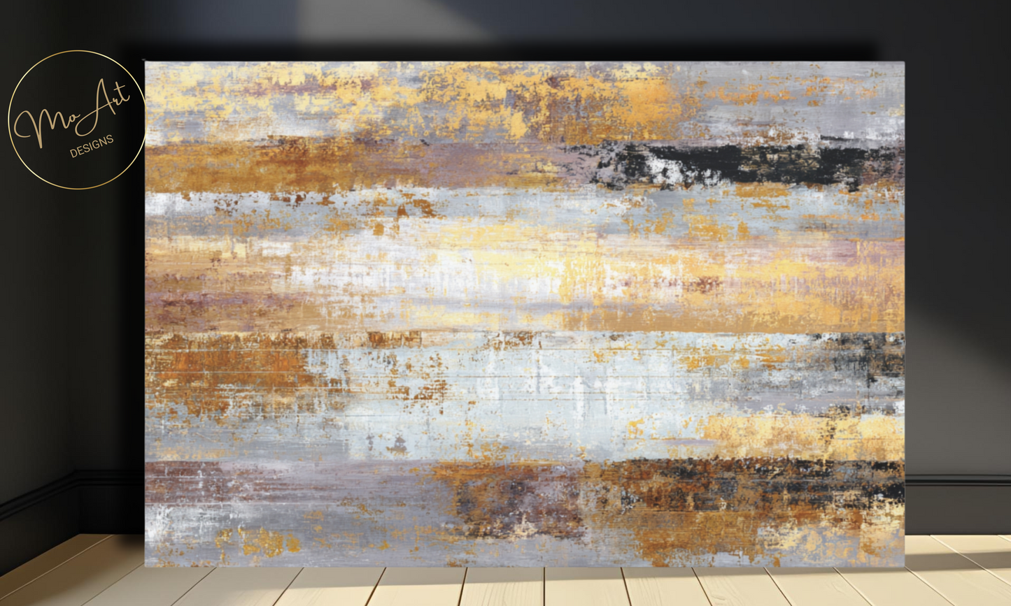 Abstract Gold, Brown, Gray and Black Canvas Wall Art