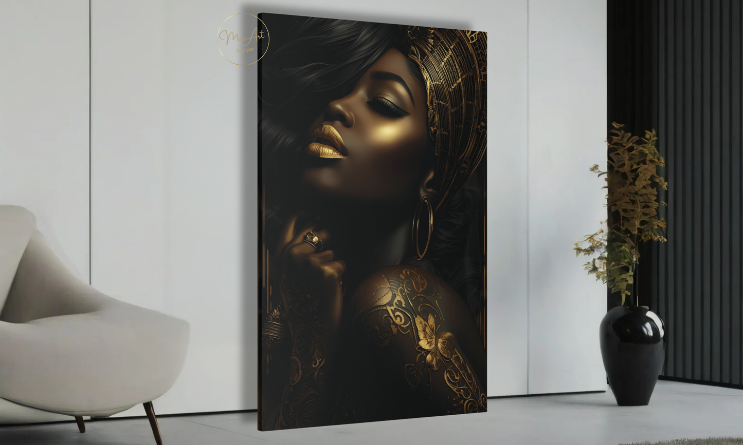 Black & Gold Illumination - Canvas Wall Art