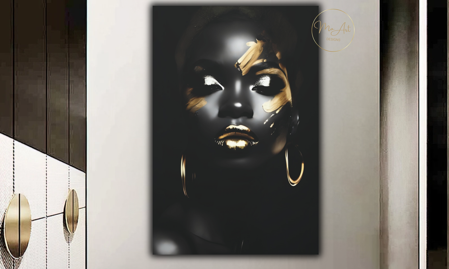 Black & Gold African Woman – Canvas Wall Art