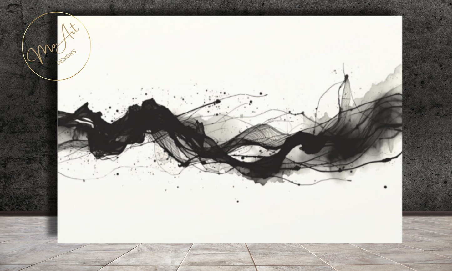 Abstract Black & White Minimalist Canvas Art