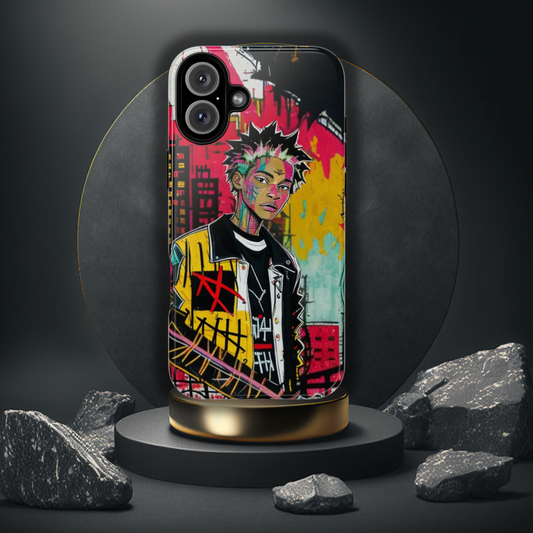 Black Teen in Abstract Urban City - Tough Case for iPhone or Samsung