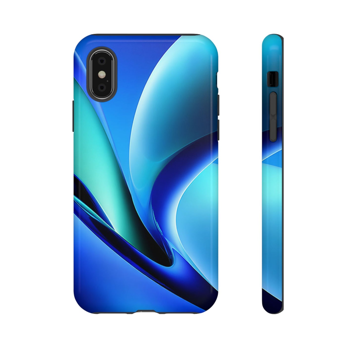 Abstract Blue/Turquoise Tough Phone Case – Compatible with iPhone & Samsung