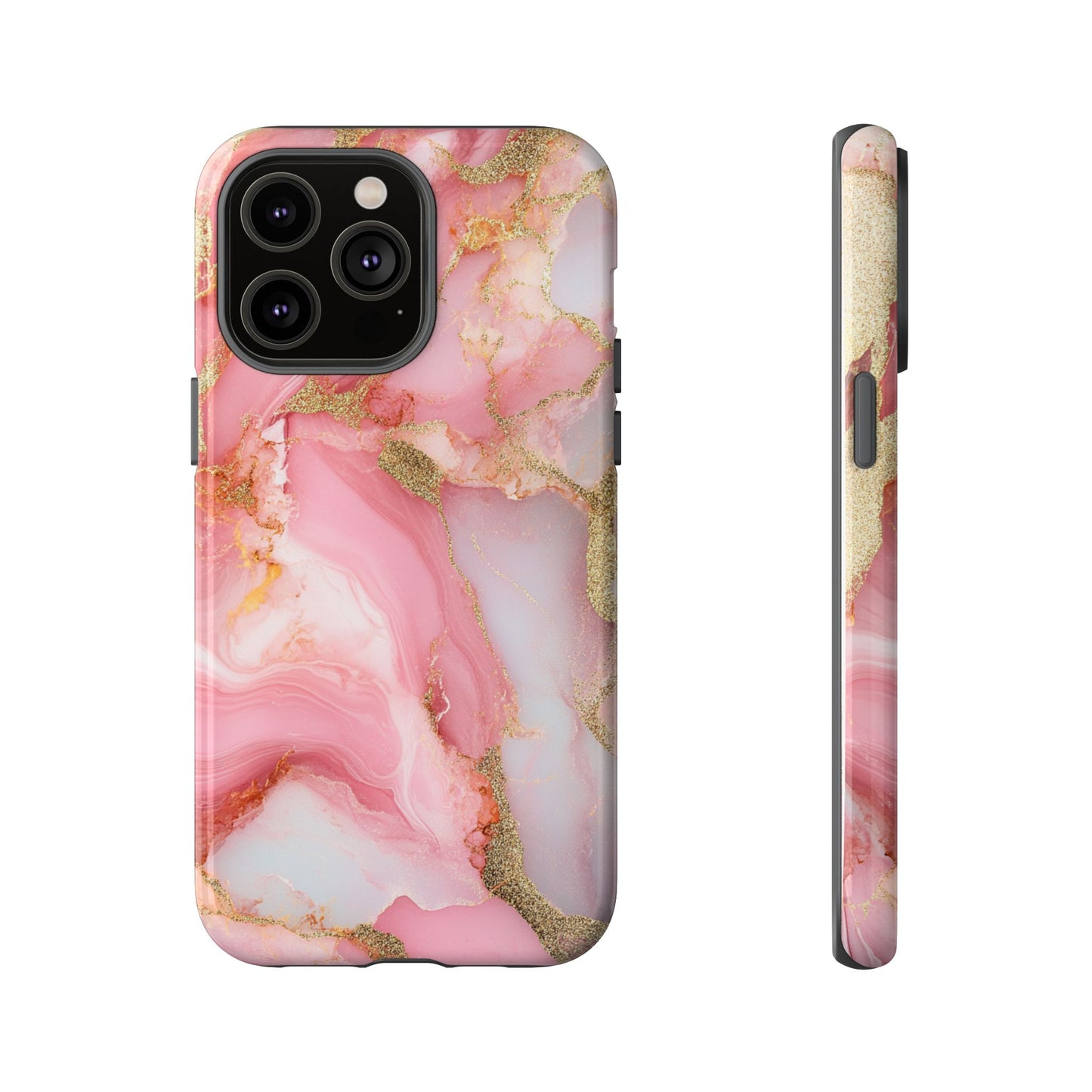 Pink and Gold Marbled Tough Phone Case, iPhone Case, Samsung Case