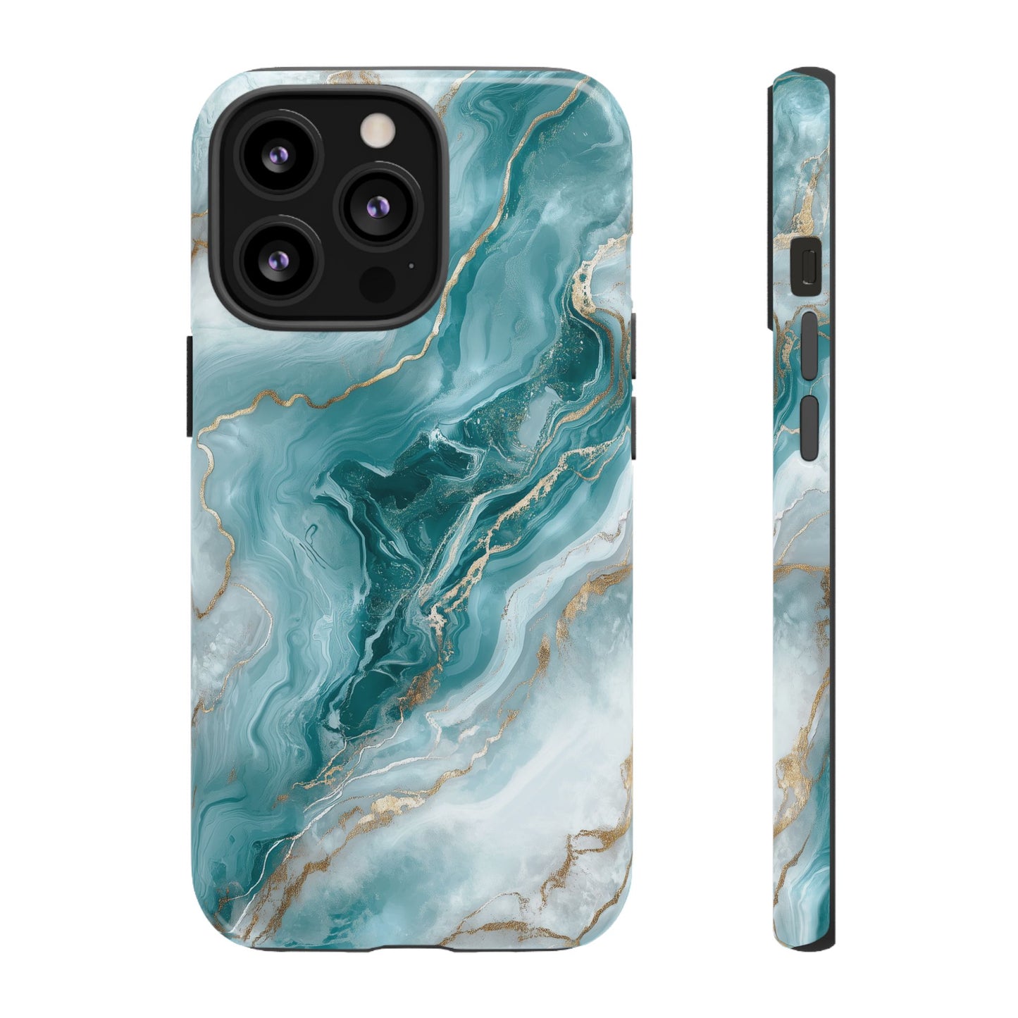 Stylish Turquoise Marbled Tough Phone Case for Ultimate Protection, iPhone or Samsung Phone Case