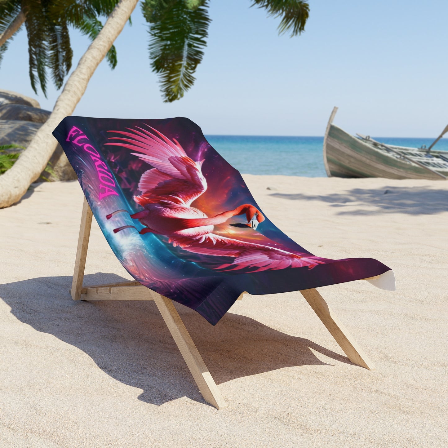 Exotic Pink Flamingo Florida - Beach Towel