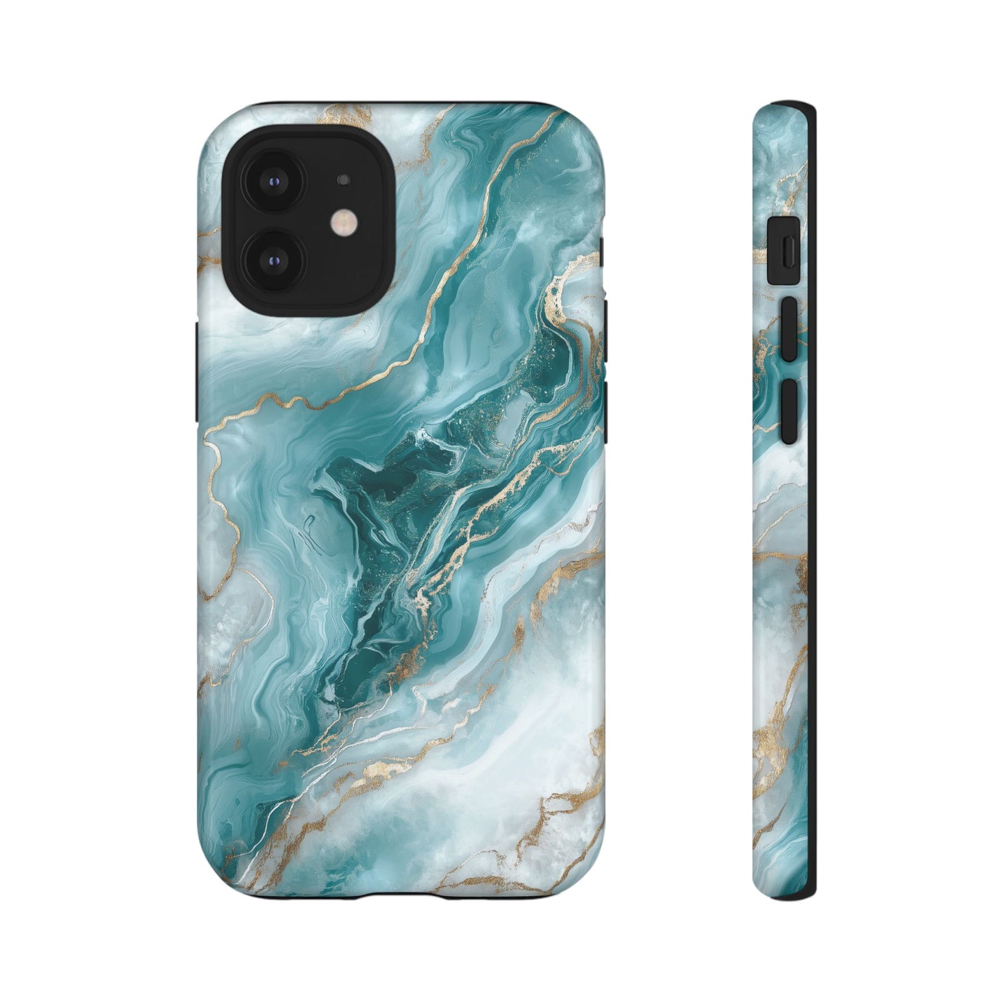 Stylish Turquoise Marbled Tough Phone Case for Ultimate Protection, iPhone or Samsung Phone Case