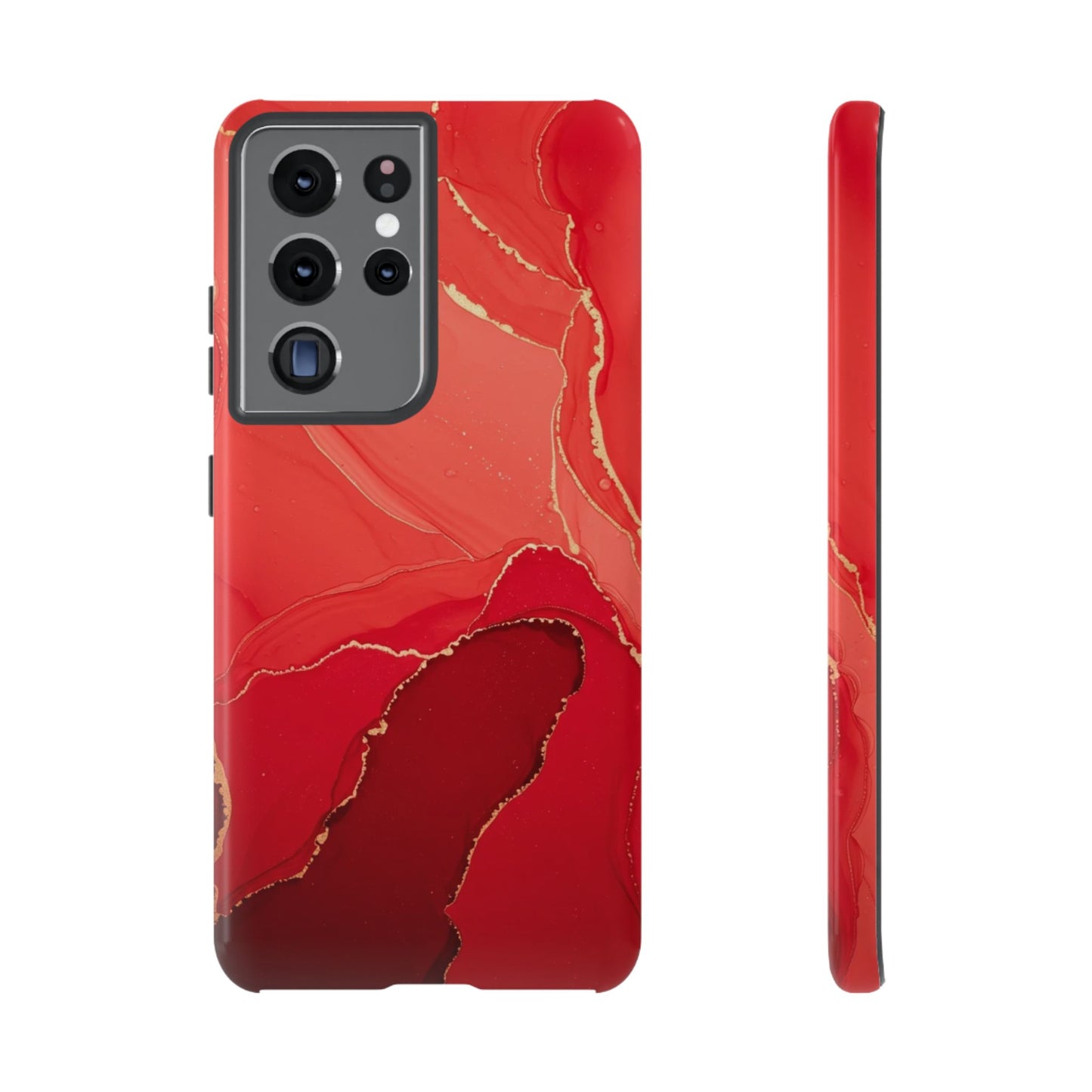 Red & Gold Marble Design - Tough Phone Case - iPhone or Samsung Phones
