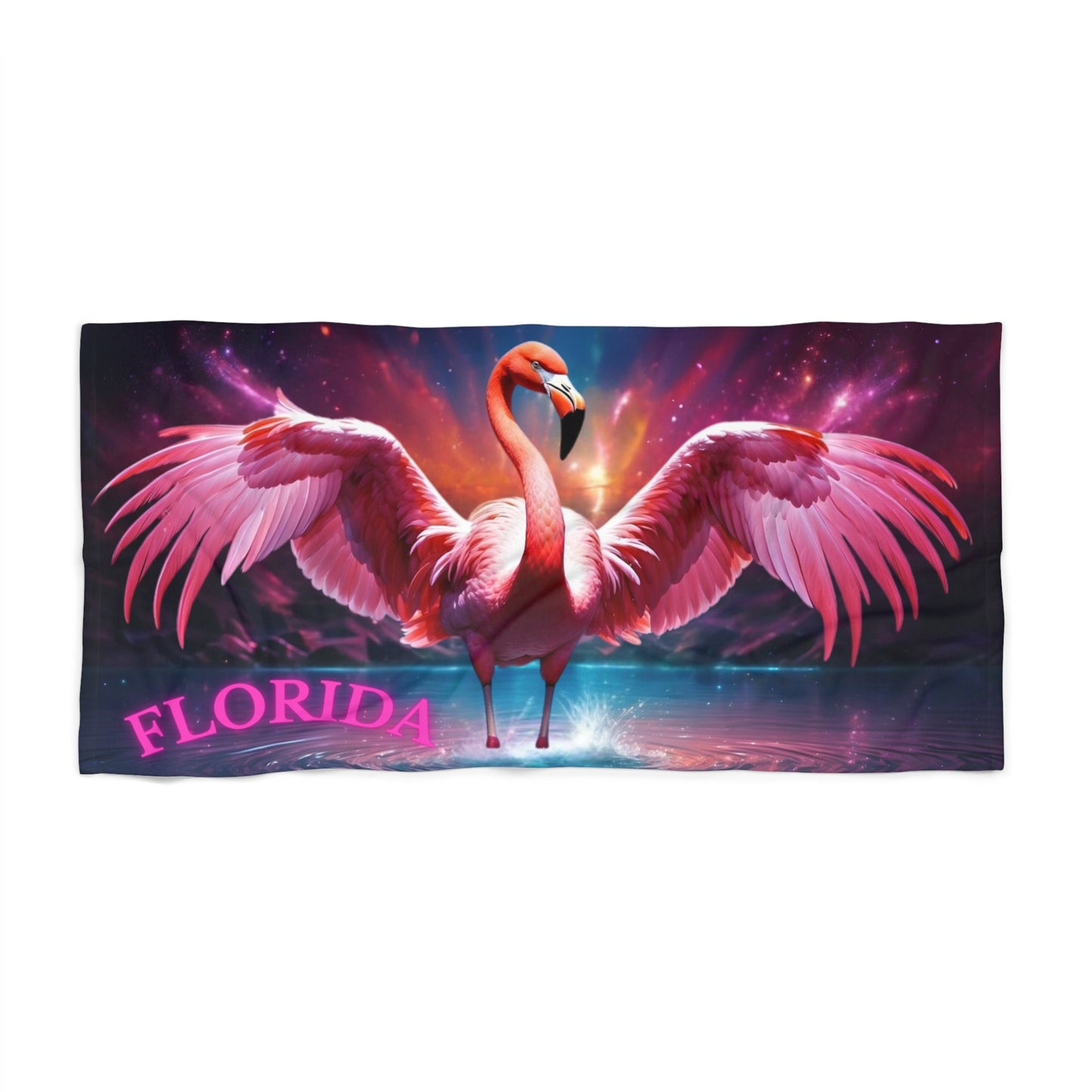 Exotic Pink Flamingo Florida - Beach Towel