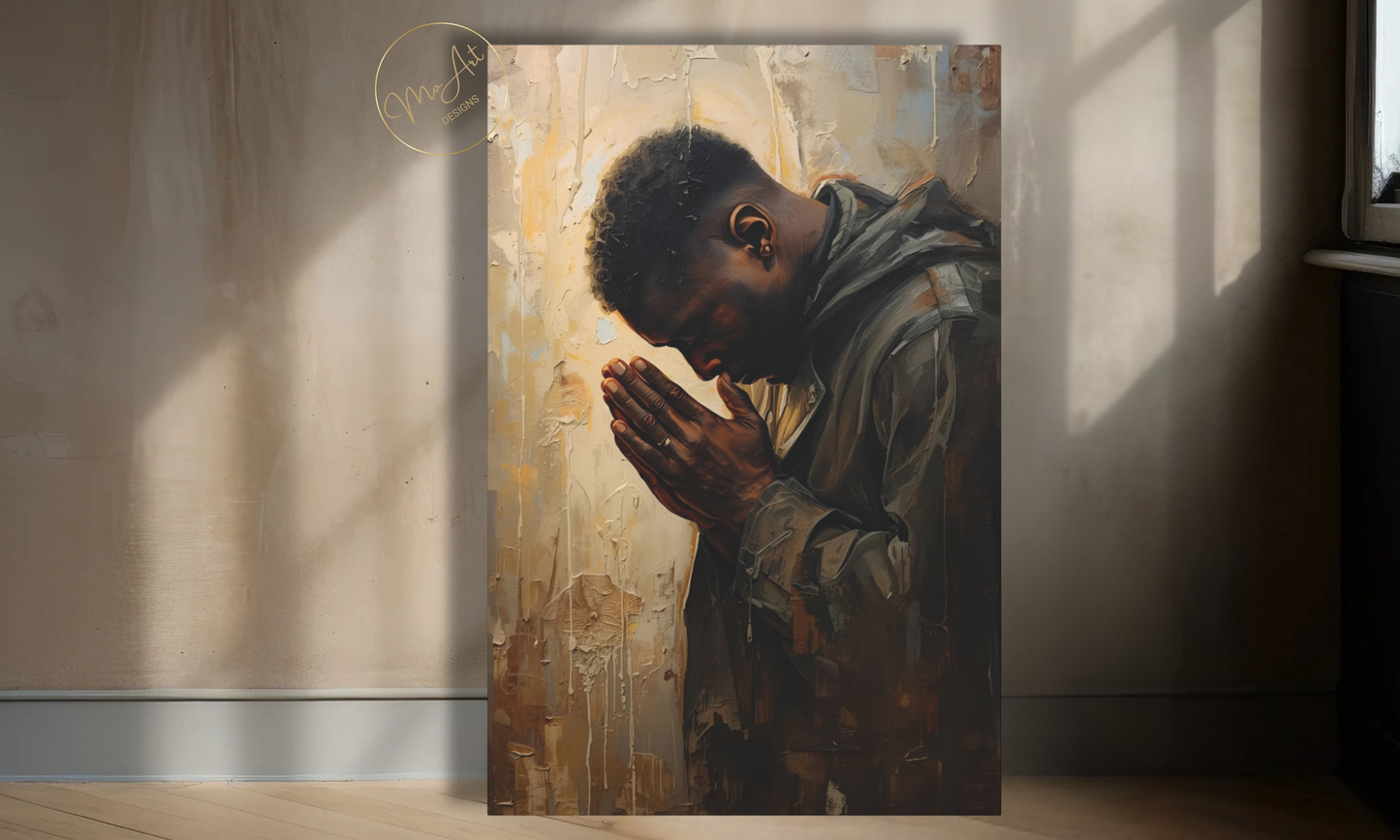 Black Man Praying - Canvas Wall Art